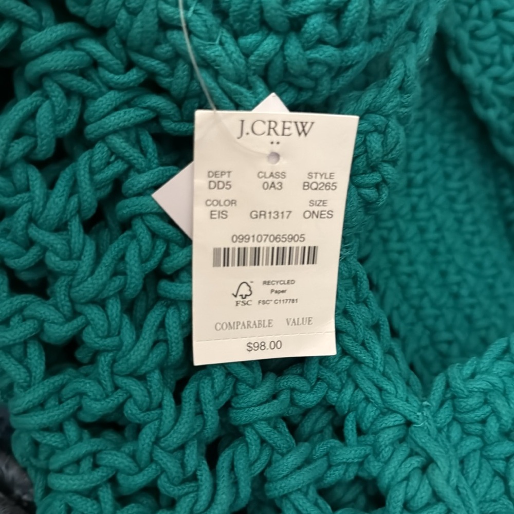 J. Crew ~ large crochet tote ~ green - Picture 2 of 2